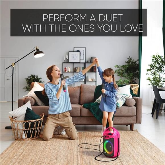 Bluetooth Karaoke Machine with 1 Wireless Karaoke Microphone and 1 Wired Mic - Picture 6 of 6